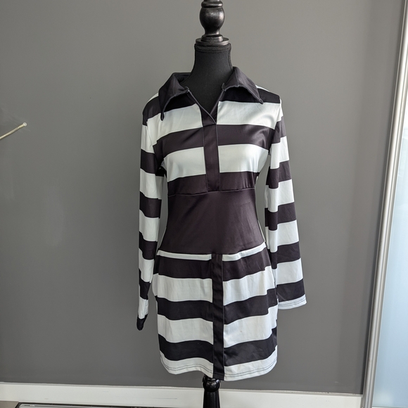 Black and White Striped Women's Dress - Picture 7 of 8
